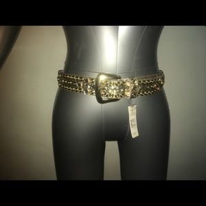 NWT The Icing Gold Rhinestone Belt